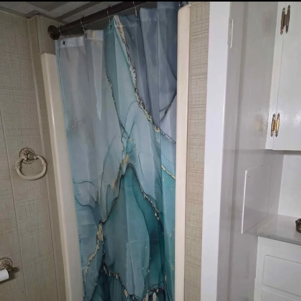 Elegant Teal and Gold Shower Curtain
